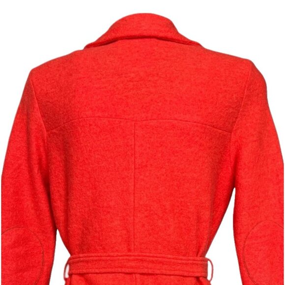 Sparrow Anthropologie 100% Wool Wrap Jacket Belted Cardigan Coatigan OrangeRed M - Picture 9 of 14